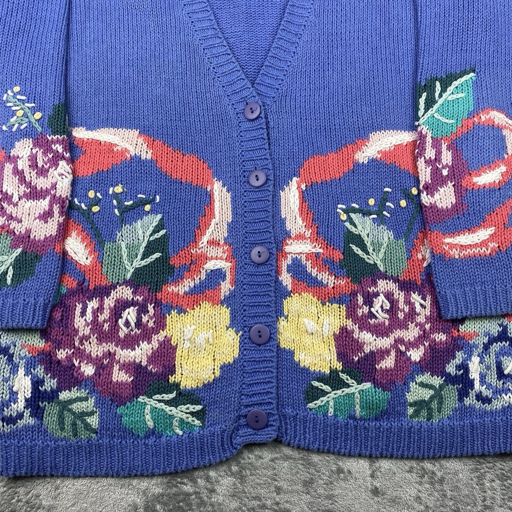 Vintage Lauren Hansen Sweater Womens Small Multicolor Spring‎ Floral Cardigan - Picture 3 of 14